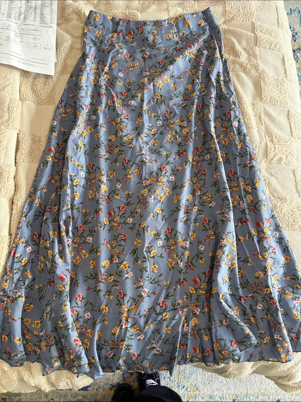 Blue floral skirt